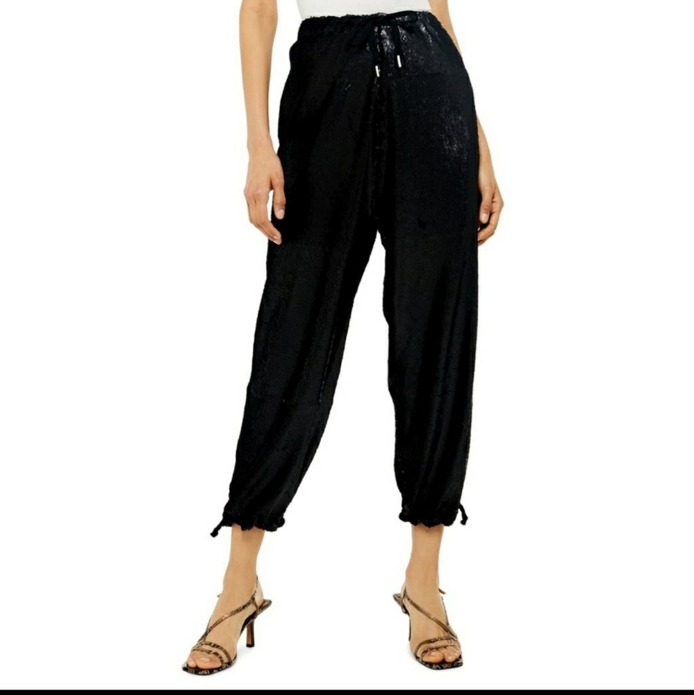 Topshop Sequin Tie Waist Jogger Sweatpants NWT